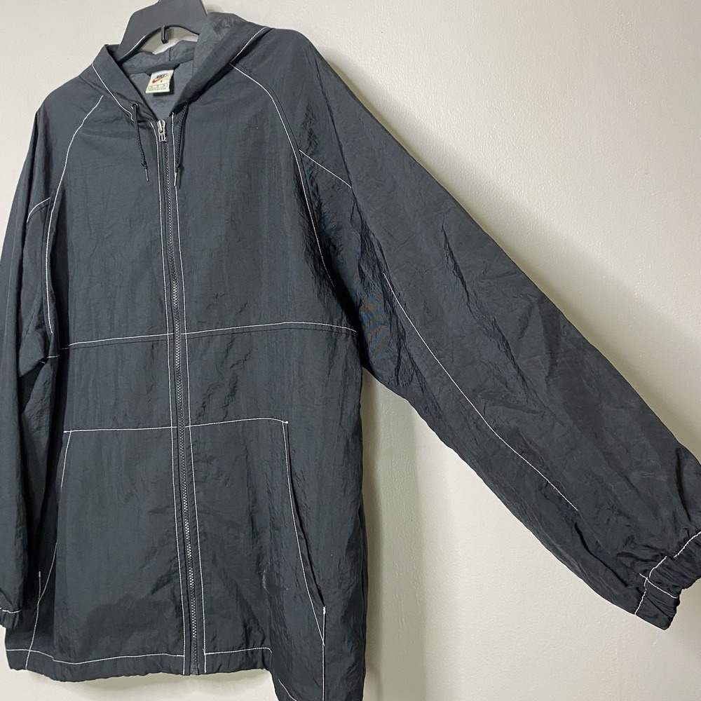 Vintage‎ Nike Jacket Men Sz M Hooded Windbreaker Big Logo Oversized Baggy Y2K - Picture 3 of 15